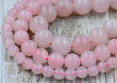 Rose Quartz 4mm, 6mm, 8mm, 10mm Pink Rose Quartz  -15 inch strand